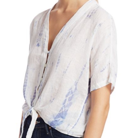Rails Thea Tie-Hem Linen Blouse...Size XS - Picture 3 of 9